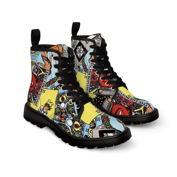 Tarot Card Women’s Canvas Boots | Rider-Waite-Smith Major Arcana Design - Picture 2 of 7
